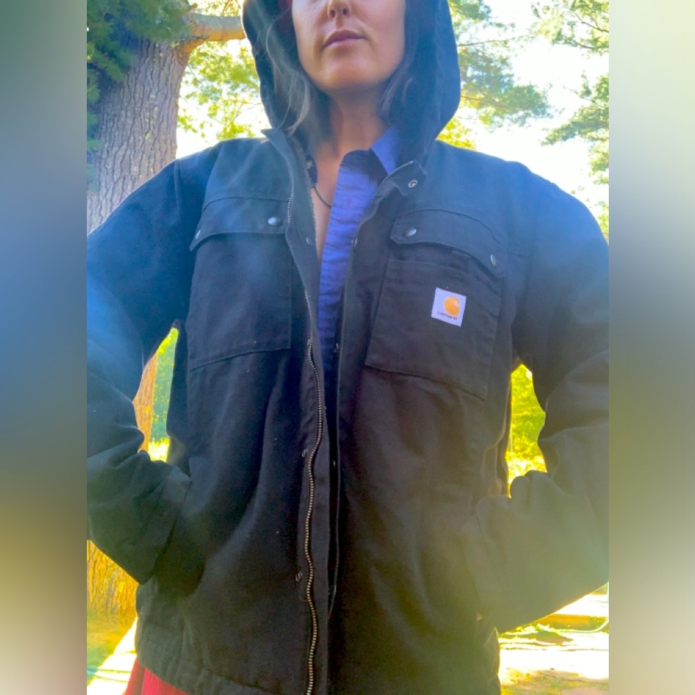 Carhartt Sherpa lined washed duck utility jacket with hood!